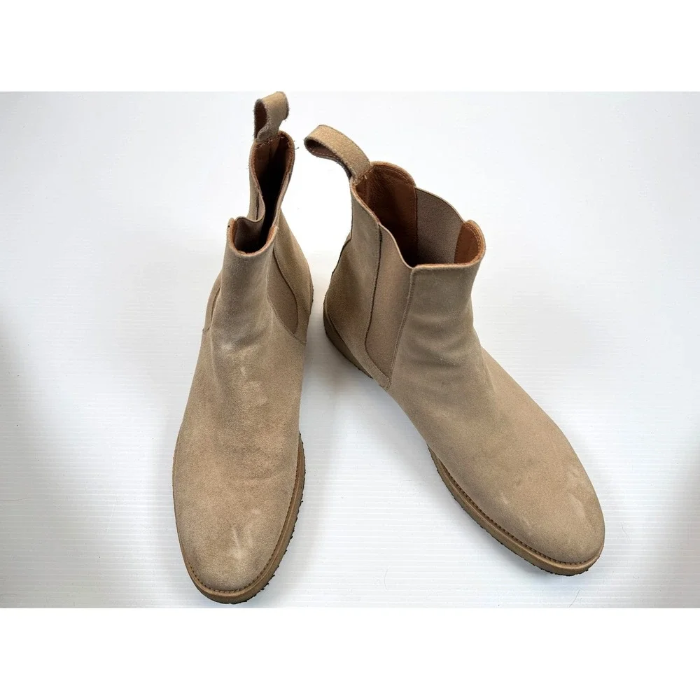 ORO Alicante Crepe‎ Chelsea Boots Mens 12 $385 Suede Pull on Round Toe Ankle Tan